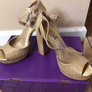 Gold platform heels